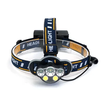 

Smuxi 1*T6+2*Q5+2*COB Headlight 18650 Battery Camping Light 40000lm Flashlight Forehead USB Rechargeable LED Head Lamp