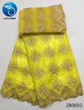 

LIULANZHI riche getzner yellow tissu bazin riche fabric cotton jacquard brocade fabric for dresses new arrival 7yards/lot 2B06