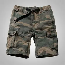 Мужские камуфляжные шорты Cargo шорты милитари повседневные мульти-карман сплошной цвет мужские свободные шорты армейские короткие бермуды