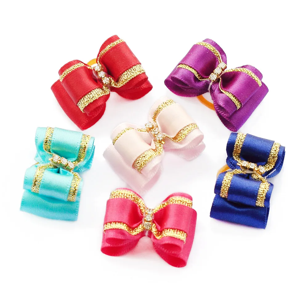 

Handmade Puppy Fashion Grooming Accessories 6021009 Cute Mini Multicolor Ribbon Hair Bow Poodle Dog