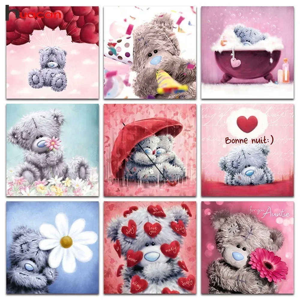

Huacan 5D DIY Diamond Painting Cartoon Toy Bear Full Round Drill Diamond Accessories Mosaic Picture Of Rhinestone Decoration