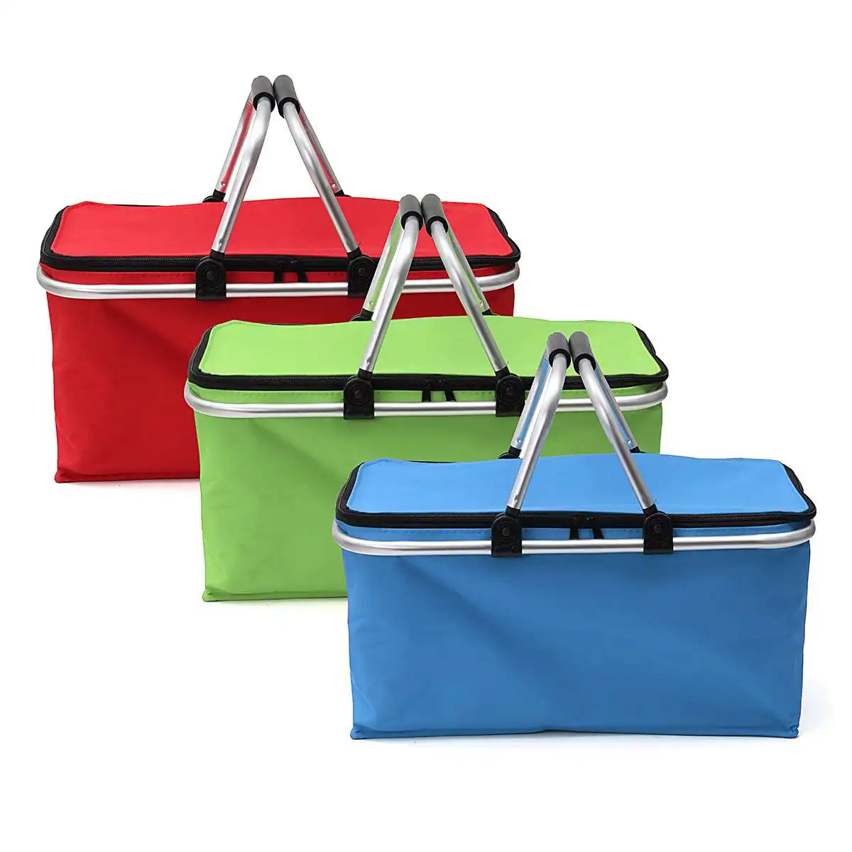 3 Colors 30L Double Handle Picnic Bag Thermo Insulated Basket Foldable