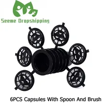 6 шт. черный многоразовый Кофе Capsula фильтр многоразового использования для заправки Pod многоразовые капсулы кофе nespresso чашки ложка-Кисточка Комплект Кофе посуда подарок