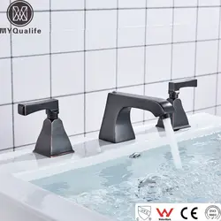 Черный Бронзовый Ванная раковина кран набортный распространенный 3 отверстия ванна раковина смеситель кран двойная ручка хром бассейн