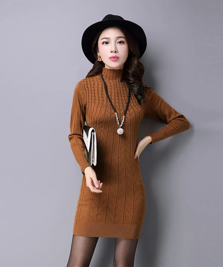 2019 Women Autumn Winter Sweater Dresses Turtleneck Sexy Bodycon Long thickening warm Dress plus size dress S-3XL vestidos 2019 Women Autumn Winter Sweater Dresses Turtleneck Sexy Bodycon Long thickening warm Dress plus size dress S-3XL vestidos