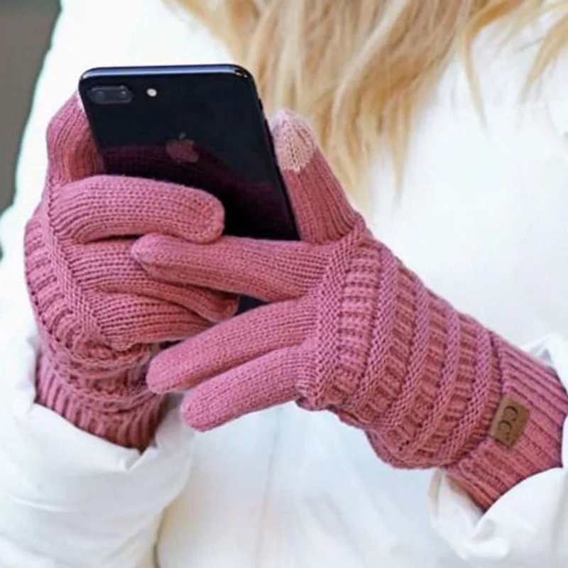 

2018 European And American Foreign Trade New Style CC Wool Knitted Gloves Touch Screen Gloves warm golf