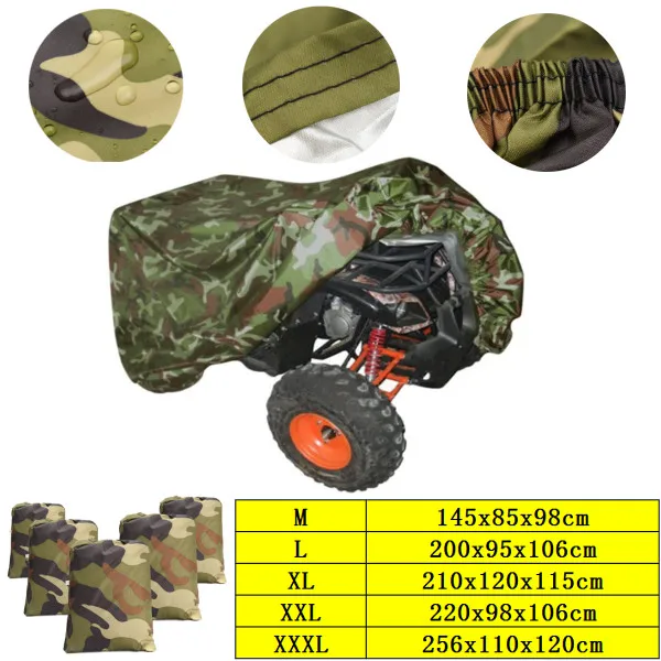 Beste 1pcs Universal 190T Camouflage Waterdicht Motorhoes Quad ATV Voertuig Scooter Motor Cover M L XL XXL XXXL RU Voorraad