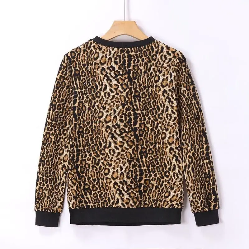 Men/Women Winter Leopard Print Sweatshirts Long Sleeve Winter Velvet ...