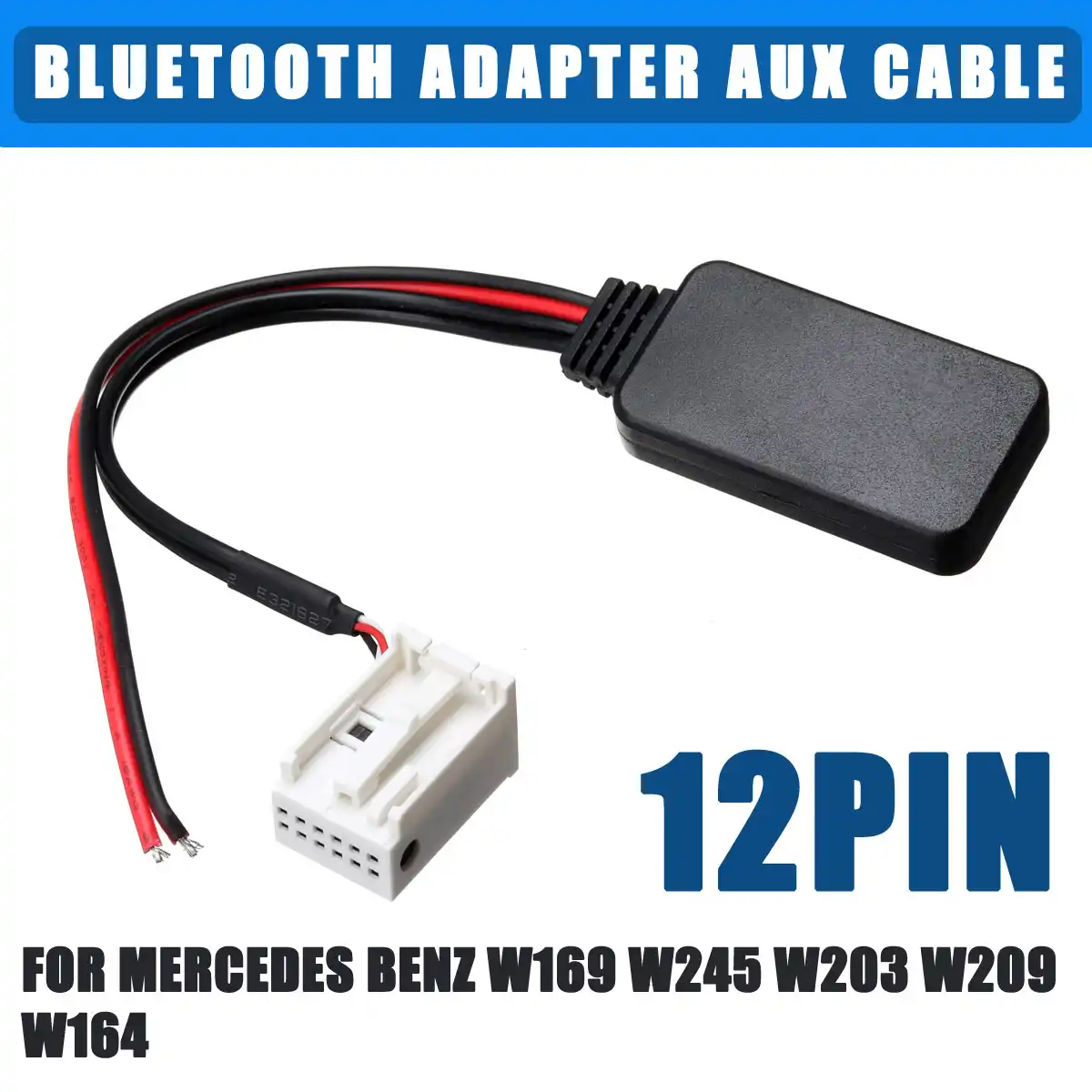 1 Juego 12 Pin 12V Adaptador Bluetooth Cable aux for el Benz W169 W245 W203 W209 W164 W221 Manos Libres Auto sin Hilos de Bluetooth 4.0 Kit de Coche F-Mingnian-rsg MN-Parts
