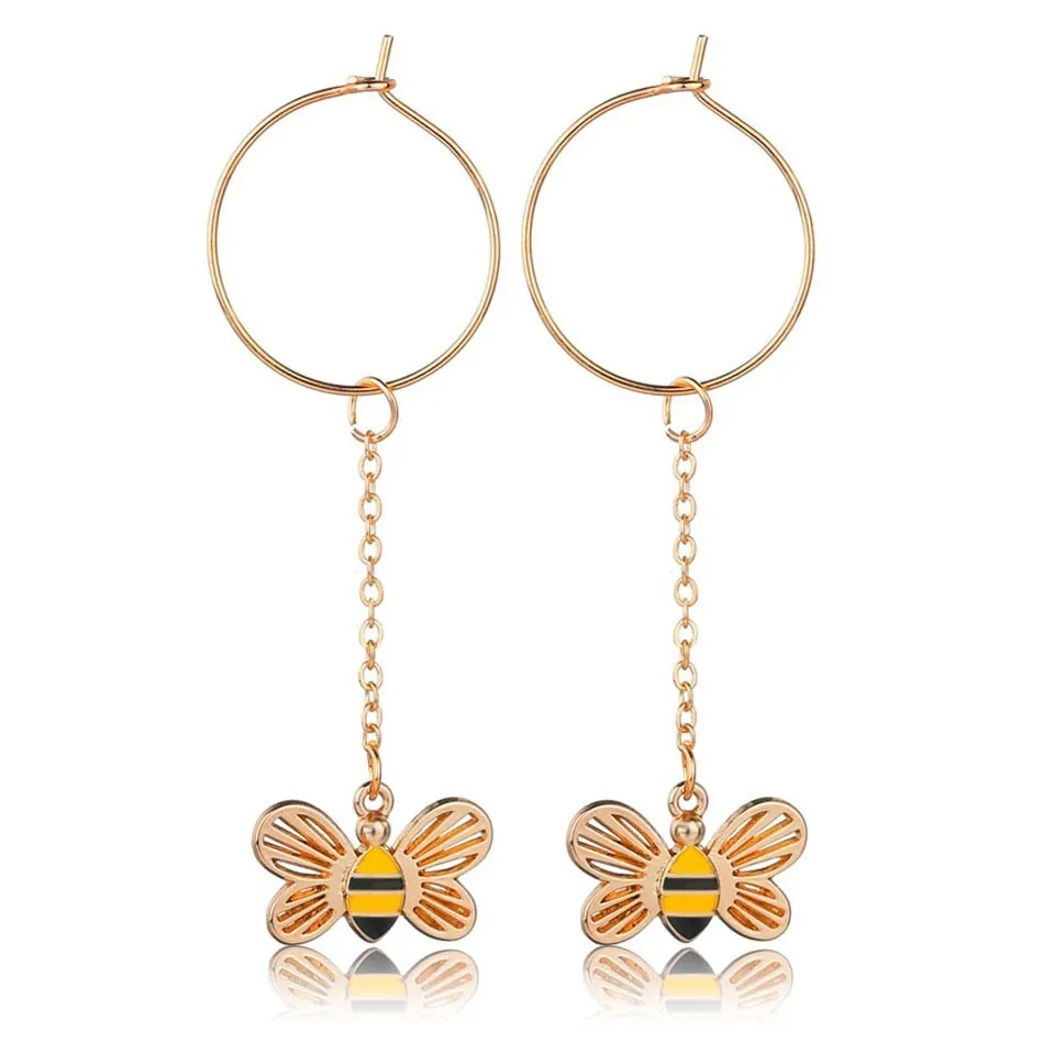 

Fashion Honey Bee Women Long Drop Earrings Trendy Generous Style Sweet Earrings Jewelry Anniversary Gifts For Female