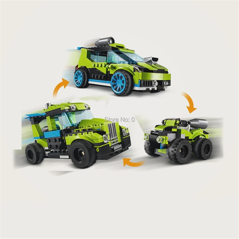 

270pcs 3in1 Creator Rocket Rally Racing Car Building Blocks Compatible 31074 Bricks Toy