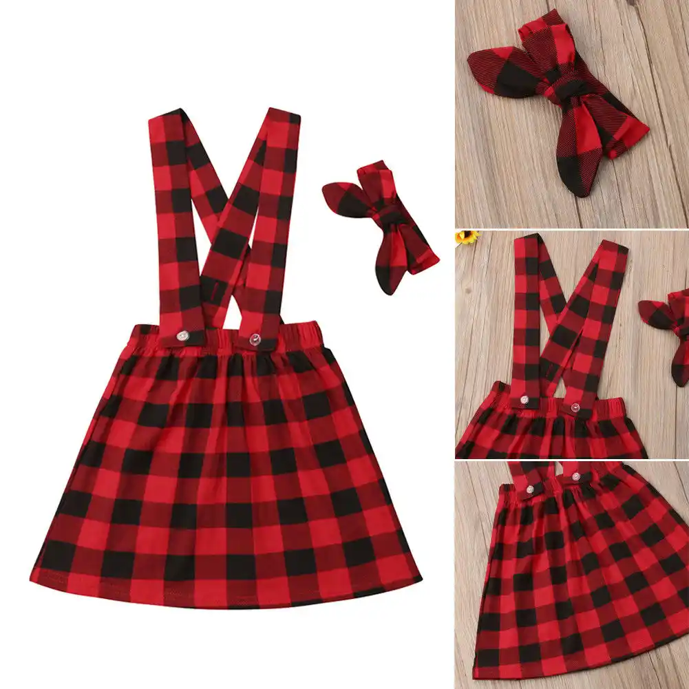 plaid overalls skirt
