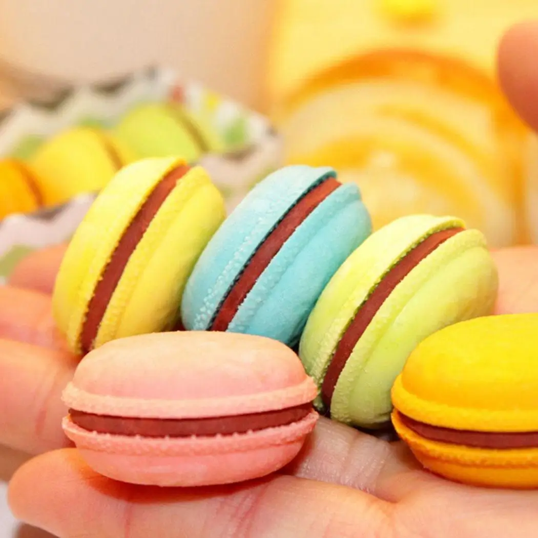 Новые многоцветные Macarons Cookie резиновые для школьников детские школьные офисные