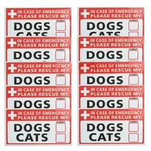 FFYY-10pc In Case of Emergency Rescue My Dogs Cat Sticker Vinyl Decal Save Pet Safety