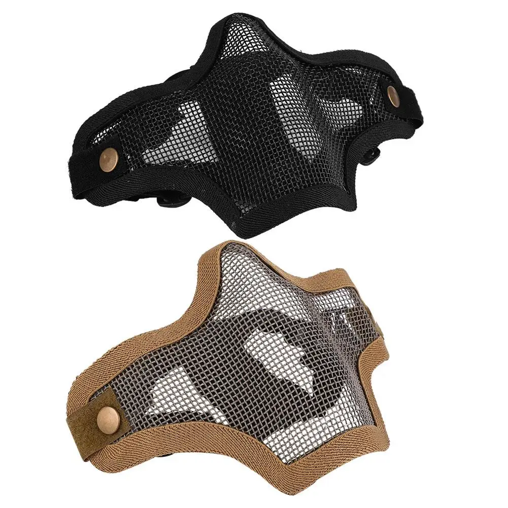 

Tactical Half Face Metal Steel Net Mesh Hunting Protective Guard Airsoft Ear protection half-face mesh Tactical