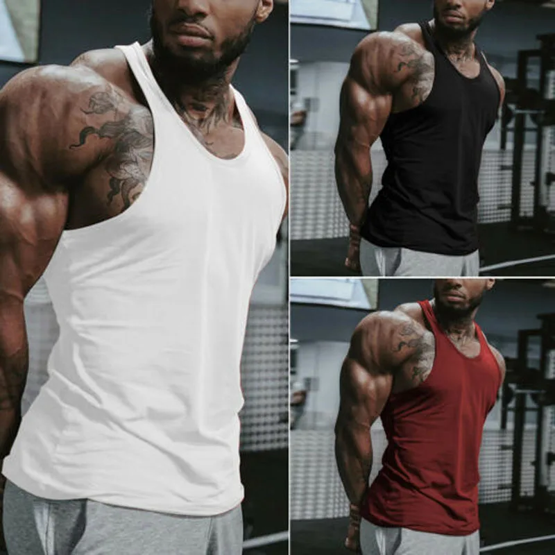

2019 New Brand Fashion Solid Men Gym Muscle Shirt Tank Top Bodybuilding Sleeveless Sport Fitness Vest