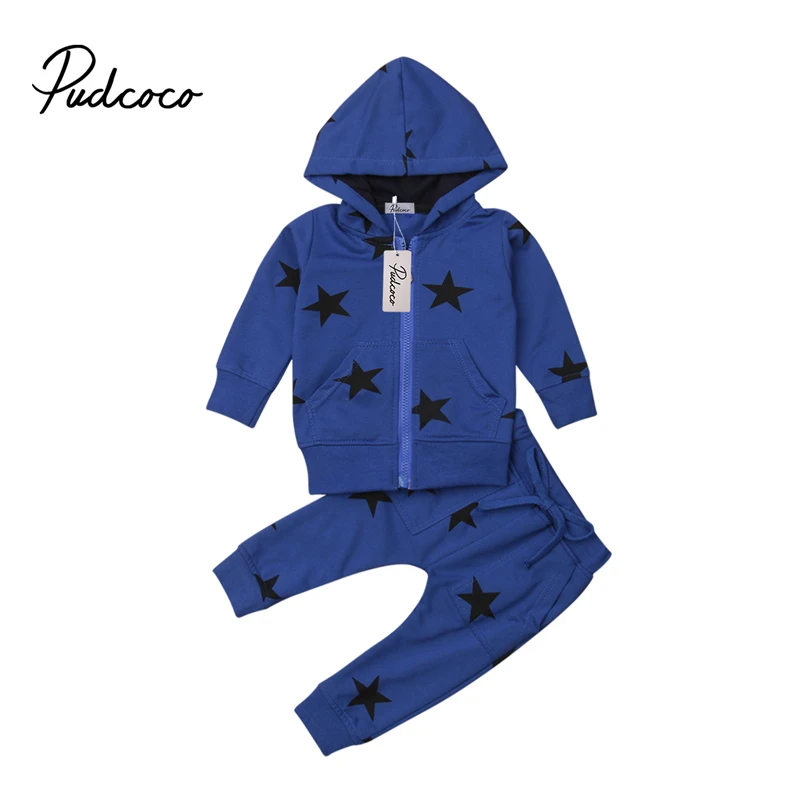 

Fashion Baby Boy Girl Stars 2PCS Clothes Toddler Kids Autumn Set Hooded Sweatshirt+Long Pants Kids Outfits Tracksuit Set Hoodies