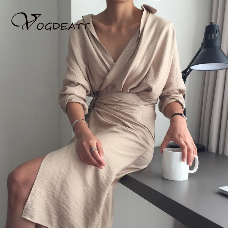 

Solid Sexy With V Decont In Solid Mode Long Belt Sleeved Shirt High Dressed As Elegant Woman 2019 Korean Spring Women Dressed