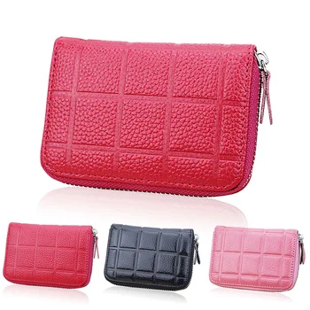 

Card Wallet Fashion Plaid Pattern Zippered Card Holder Clutch Wallet for Women