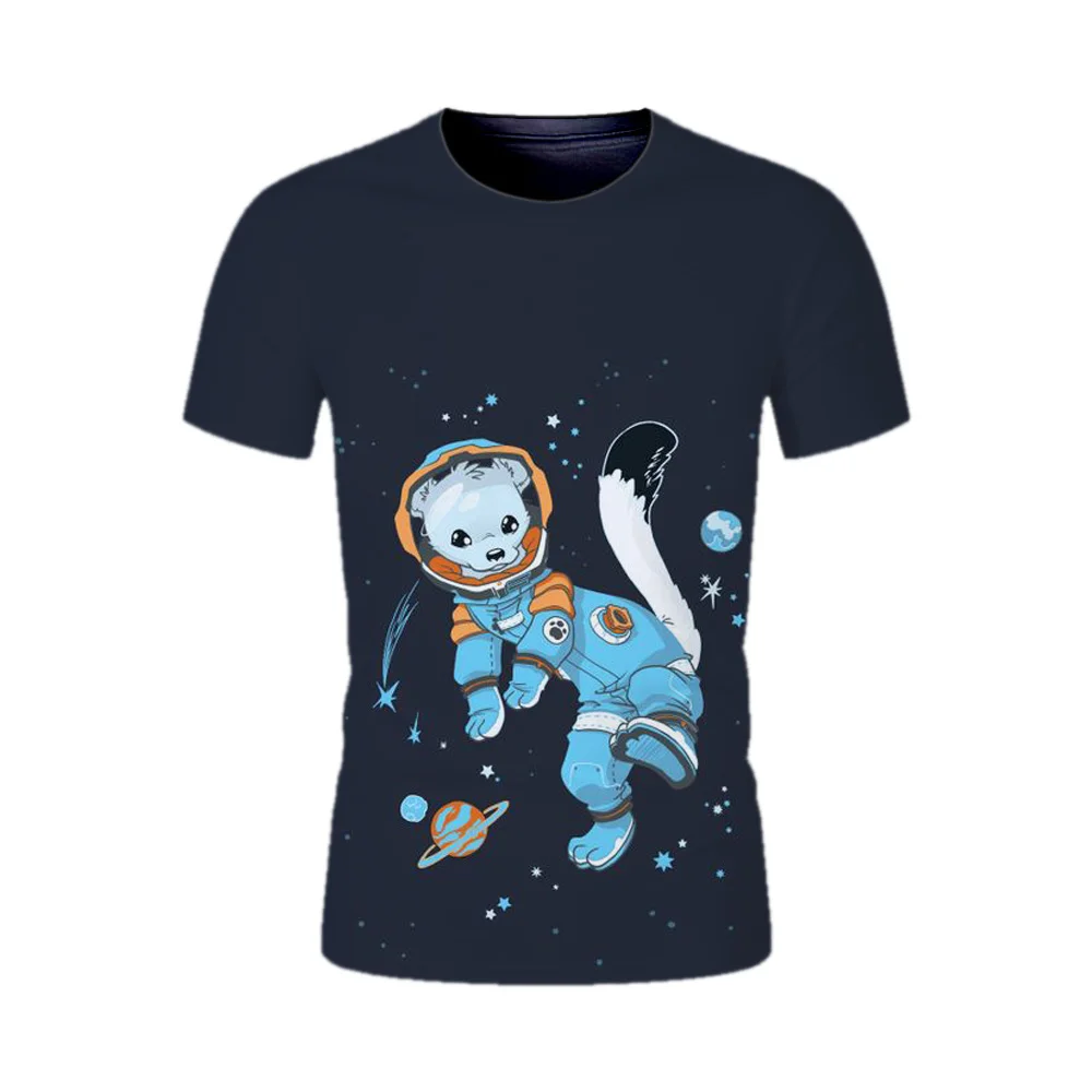 

Hot black animal 3D Space dog print t shirt Men's/Women tide tops summer cartoon leisure Thin Polyester tshirts male t-shirt