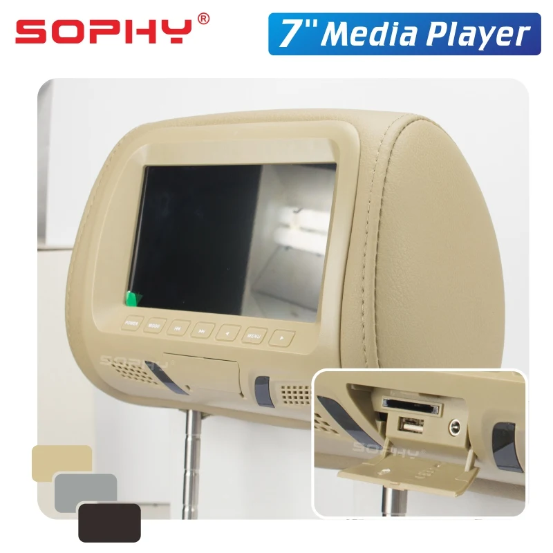 SOPHY 7 дюймов светодиодный экран Автомобильный подголовник заднего сиденья монитор медиаплеер AV USB SD MP4 MP5 FM встроенные динамики