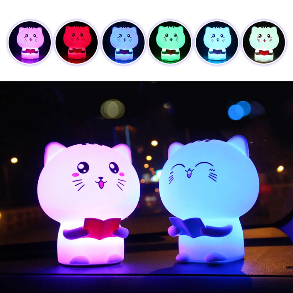 Силиконовый сенсорный датчик светодиодный ночник спальня прикроватная лампа для детей милый кот ночник креативный подарок для детей