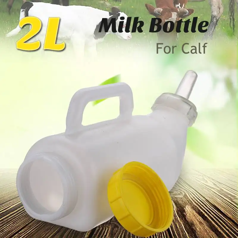 2L Calf Milk Bottle Farm Dairy Feeding Bottle Sheep Cattle Drinkers Hand Rearing Poddy Teat