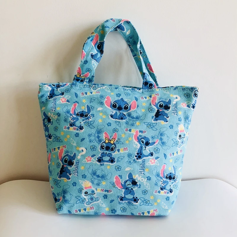 

IVYYE 1PCS STITCH Fashion Portable Canvas Lunch Bags Cartoon Picnic Bag Food Box Tote Storage For Women Girls Kids
