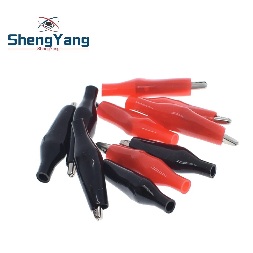 28MM Metal Alligator Clip G98 Crocodile Electrical Clamp for Testing Probe Meter Black and Red with Plastic Boot Rated