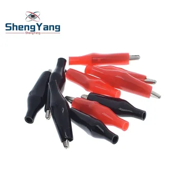 

10pcs/lot 28MM Metal Alligator Clip G98 Crocodile Electrical Clamp for Testing Probe Meter Black and Red with Plastic Boot Rated