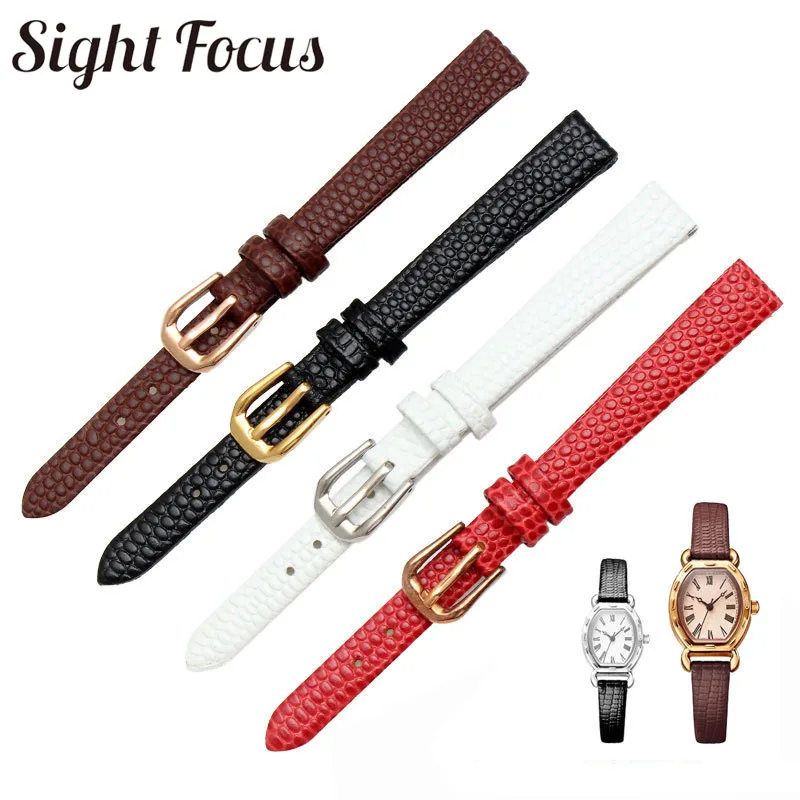 

Lizard Pattern Calfskin Watch Strap Cow Leather Watchband 6 8 10 12 14 16 18mm Ladies Strap Black Red Brown White Horlogebandjes