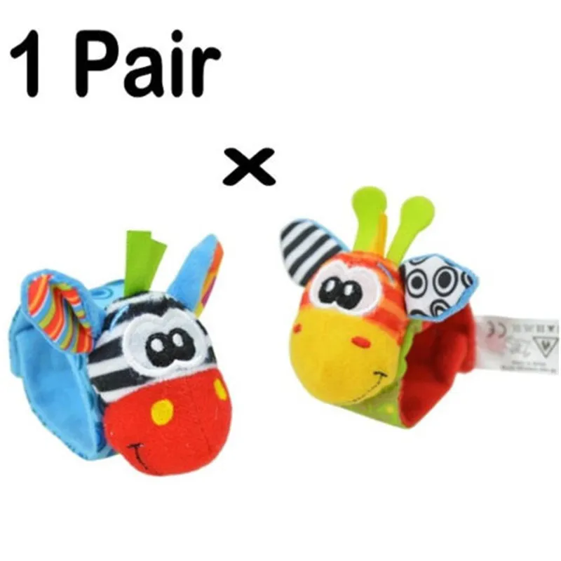 1 Pair Baby Infant Soft Rattles Cute Baby Toys Wrist Handbell Foot Finders Socks Developmental toy