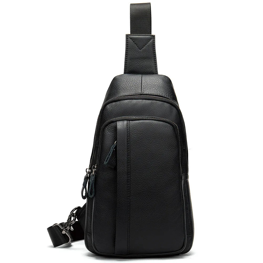 

High Quality Cow Leather chest Belt Bag Men Luxury Phone Pouch Formen Chest Handbag Male Riding Bag
