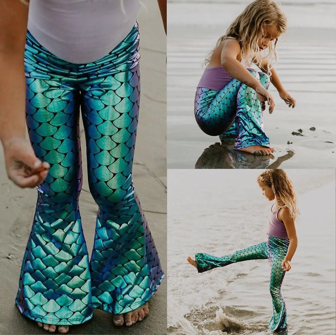 Brand New Arrival Kids Baby Girls Skinning Mermaid Fish Scale Leggings