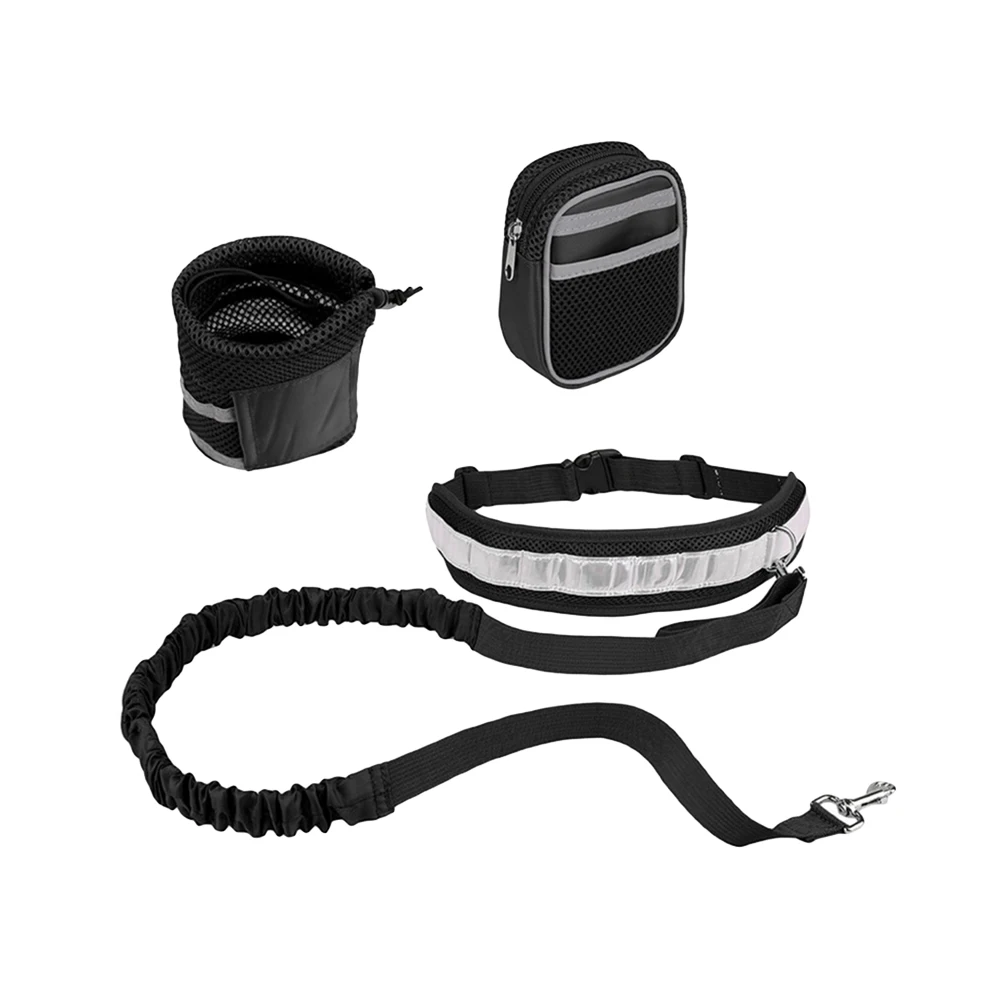 

4Pcs/Set Reflective Hands-free Retractable Elastic Adjustable Running Dog Leash Set for Walking Running Jogging