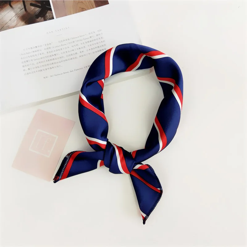 New Fashion Square Scarf Hair Tie Band For Business Party Women Elegant Small Vintage Skinny Retro Head Neck Silk Satin Scarf