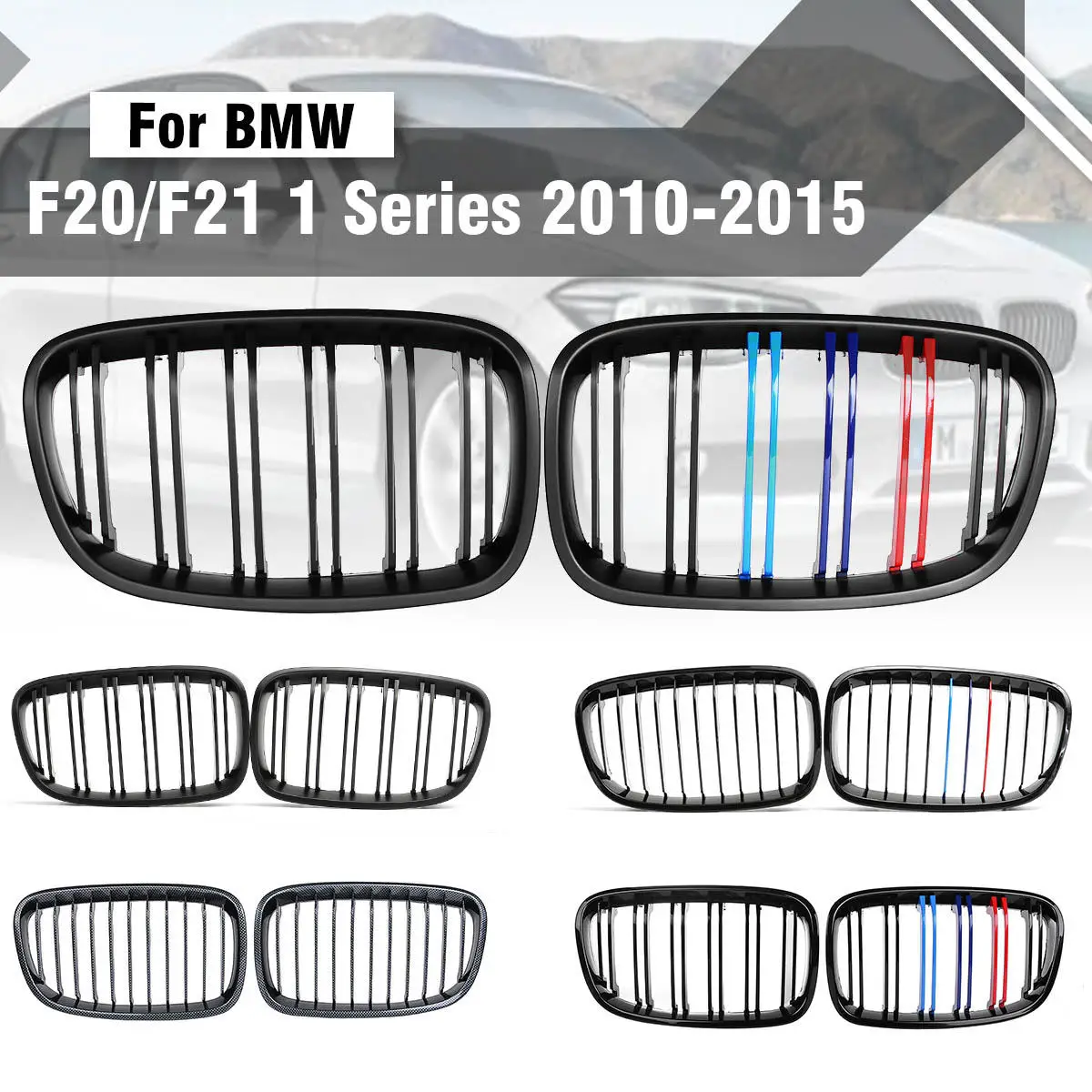 Для BMW F20 F21 1 серия 2012 2013 пара ABS замена матовый глянцевый черный M Передняя решетка для почек гриль двойная планка