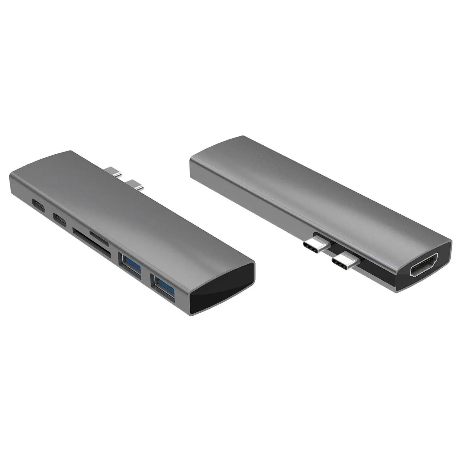 

USB C Hub, Best Type-C Duo Adapter 50Gbps MacBook Pro 2017 2016 13inch 15inch, 7in2: USB-C, USBC 5Gbps Data, 4K HDMI, microSD/