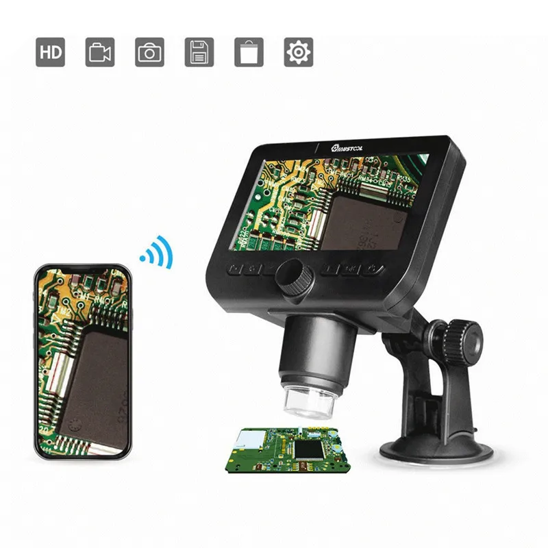 

MUSTOOL G610 2MP 4.3-Inch LCD Wifi Microscope Support IOS Android System Built-in Rechargeable Battery & 8 Adjustable Leds New
