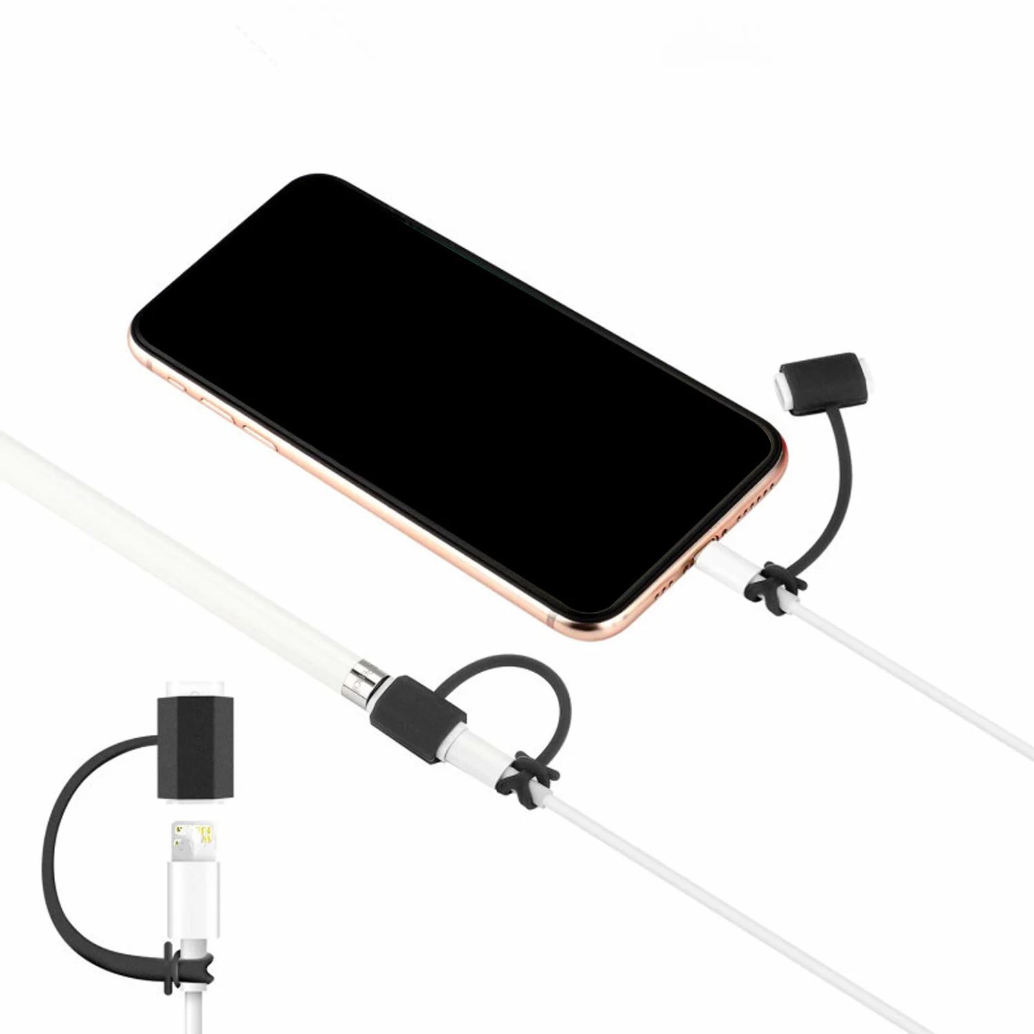 Мягкий силиконовый держатель рукава 1 шт. Кабель адаптер для зарядки от потери 2