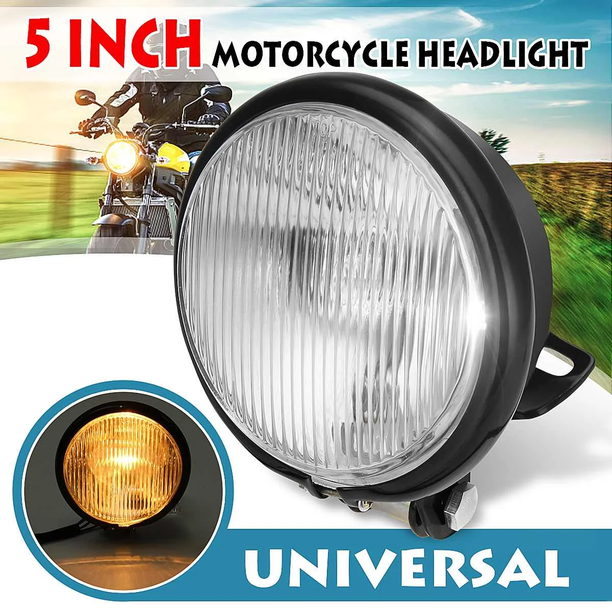 " универсальная мотоциклетная фара 12 V 35 W круглая фара для Harley/Suzuki/Honda/Yamaha/Kawasaki
