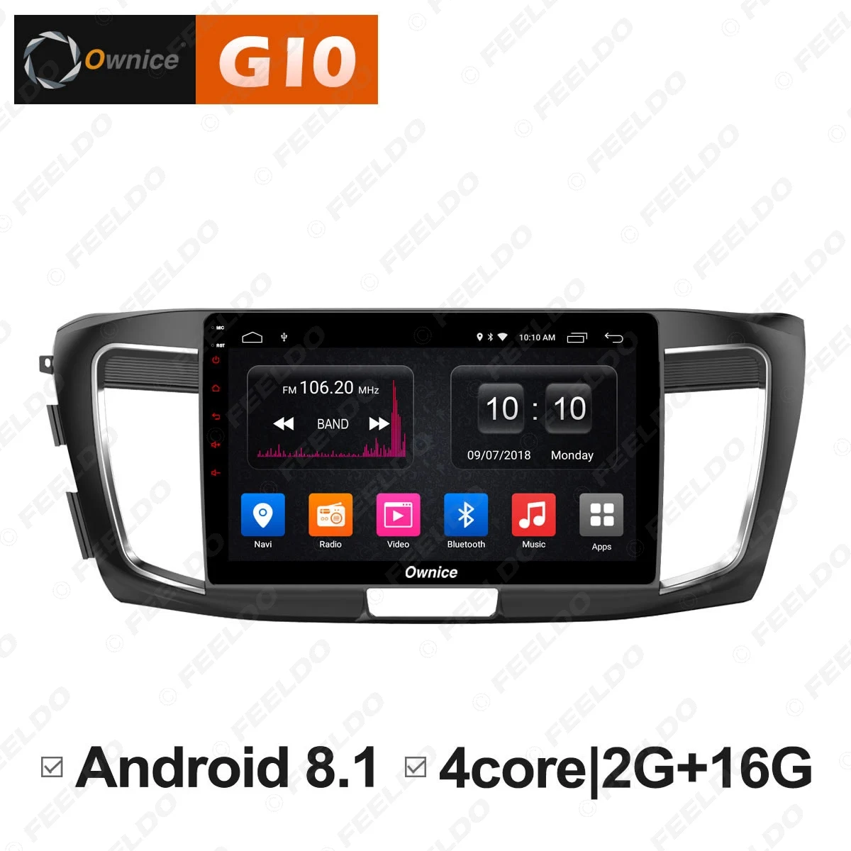 Top FEELDO  10.1" 2.5D Nano IPS Screen Android 6.0 Octa Core/DDR3 2G/32G/4G LTE Car Media Player  For Accord 2014-2016 (Accord 9) 1