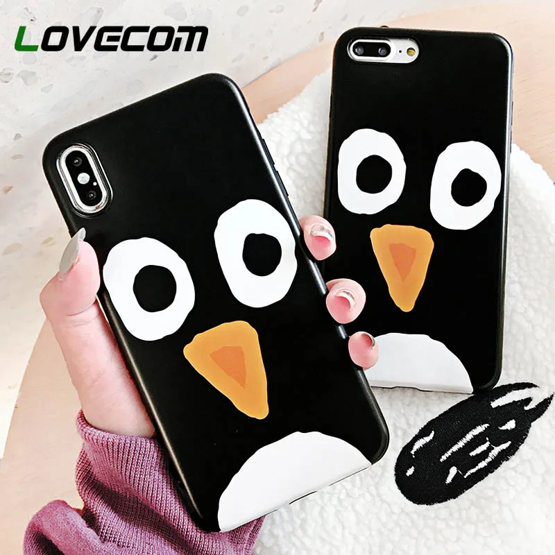 

LOVECOM Cute Cartoon Penguin Case For iPhone XS Max XR XS X 6 6S 7 8 Plus Soft IMD Full Body Phone Back Cover Coque Lovely Gift