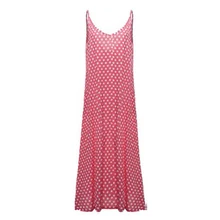 

Plus Size S-5XL Women V Neck Polka Dot Maxi Long Dress Loose Sleeveless Spaghetti Strap Summer Beach Ladies Casual Party Dresses