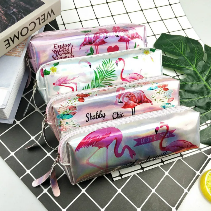 

1 PC Cute Flamingo School Pencil Cases Bags Kawaii Cartoon Leather Pen Box Pouch Case Officee Stationary Material Supplies 05077