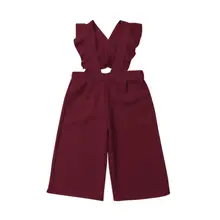 Детский комбинезон для девочек, комбинезон, штаны, однотонные Свободные Комбинезоны, комбинезон для маленьких девочек, комбинезон с кружевными оборками, комбинезон с рукавами, От 1 до 6 лет