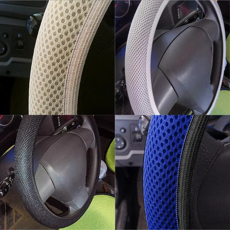 

3D Nylon Fabric Mesh Net Non-Slip Steering Wheel Cover Automobiles Steering-Wheel Covers Handbrake Protector 38cm Auto Accessory