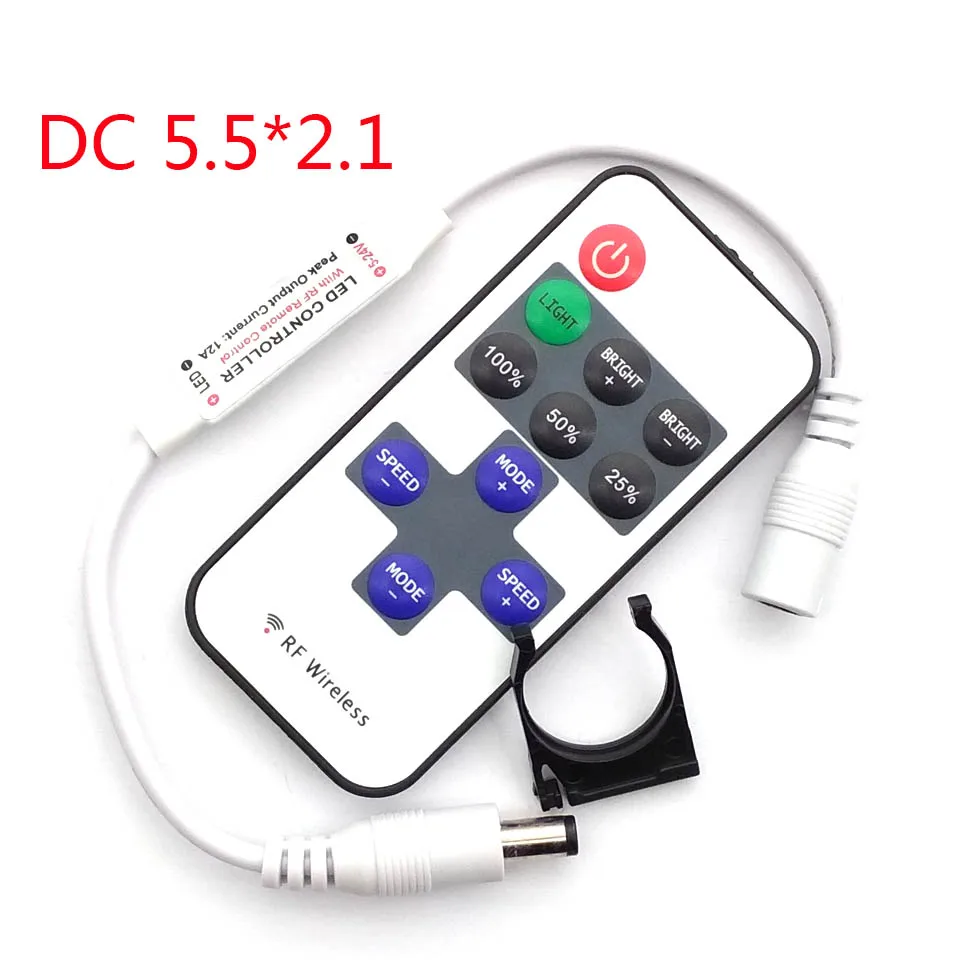 

11 Keys LED Strip Controller Mini Dimmer RF Remote DC 5-24V Controller For LED 5050/2835 Strip Single Color