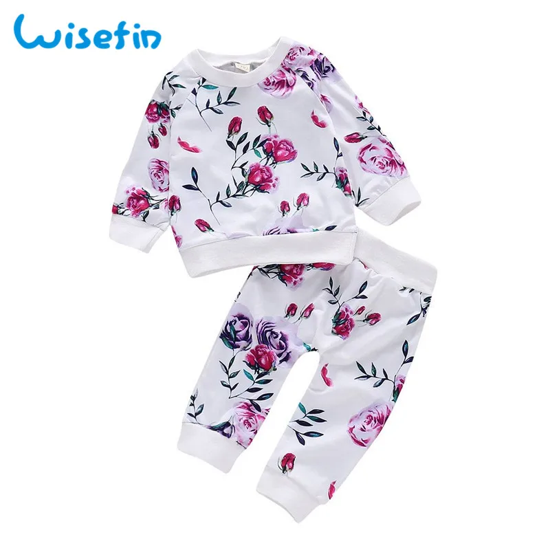 Wisefin Baby Girl Clothes Spring Long Sleeve Baby Clothes For Girl Autumn Casual Floral Infant Girl Clothing Set Flower 2019