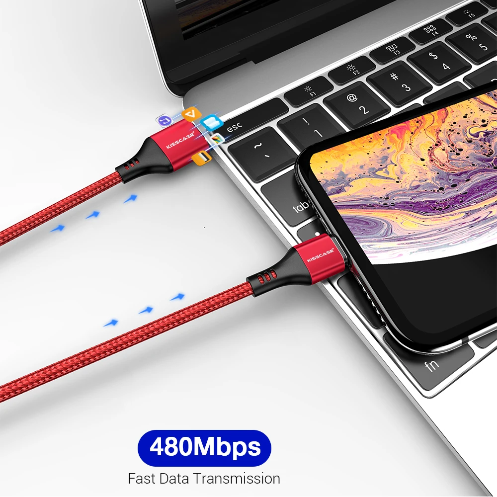 Магнитный кабель KISSCASE 1 м для Apple iPhone X 7 8 6 Xr Xs Max USB C Type Samsung S10 Lite Micro магнитное